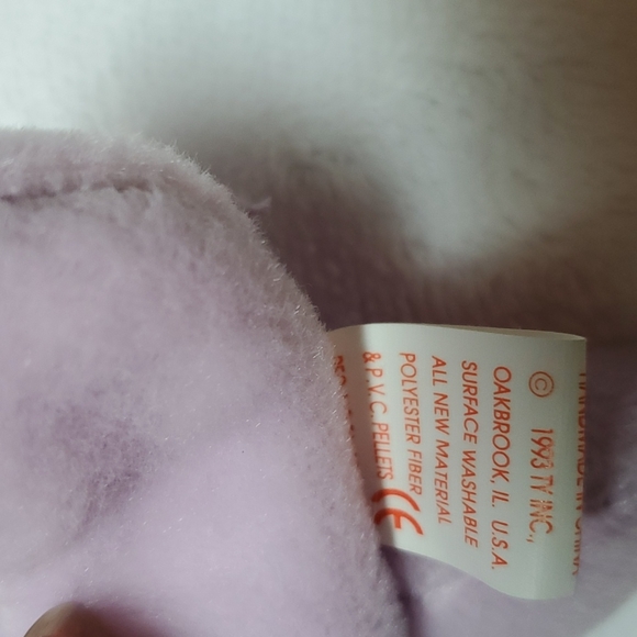 Happy the hippo, Ty beanie Babies Collect Mint Retired 1994 Purple Hippopotamus - Picture 7 of 7